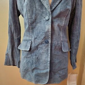 Blazer Faux Cuir Serpent Bleu Pamela McCoy Avec Doublure Satin - Taille S, Neuf Sans étiquettes